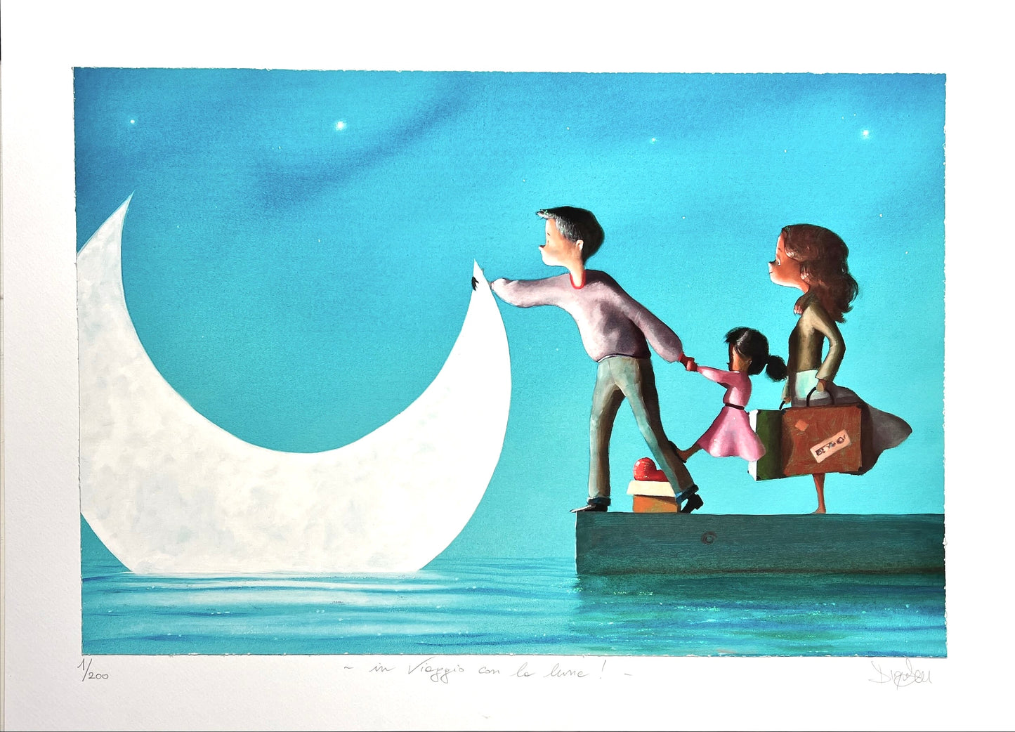 In viaggio con la luna! cm 50x70 | Diego Santini